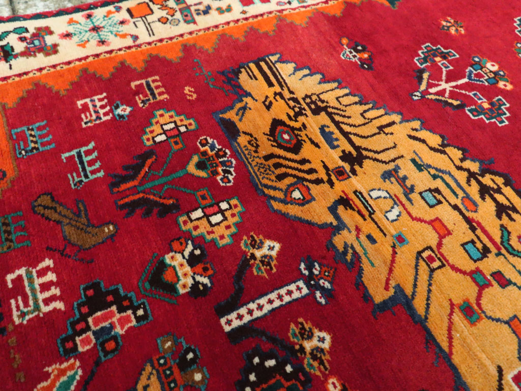 Vintage Persian Gabbeh Pictorial Accent Rug, No.29154 - Gss