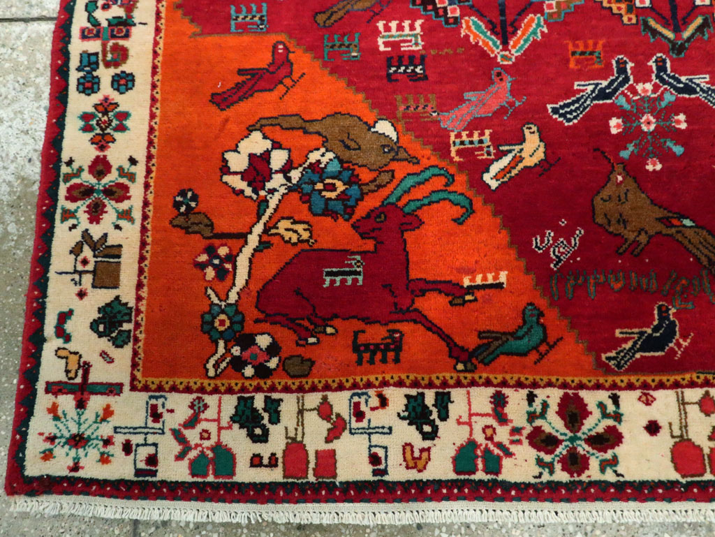 Vintage Persian Gabbeh Pictorial Accent Rug, No.29154 - Gss
