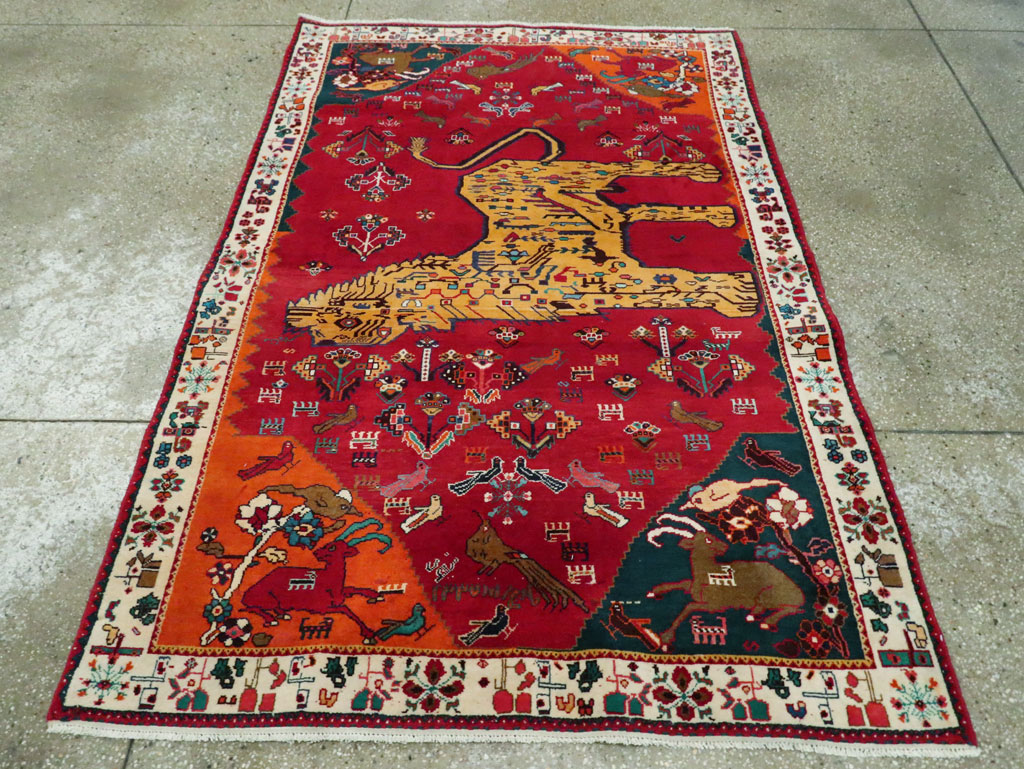 Vintage Persian Gabbeh Pictorial Accent Rug, No.29154 - Gss