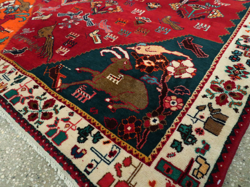 Vintage Persian Gabbeh Pictorial Accent Rug, No.29154 - Gss