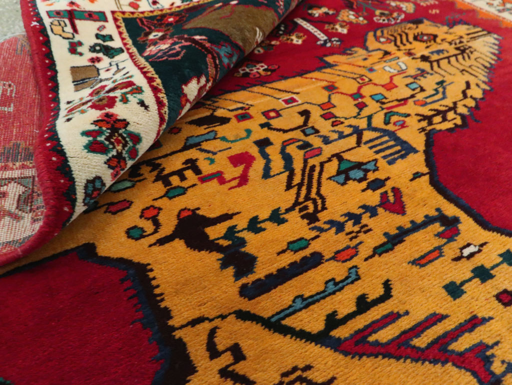 Vintage Persian Gabbeh Pictorial Accent Rug, No.29154 - Gss