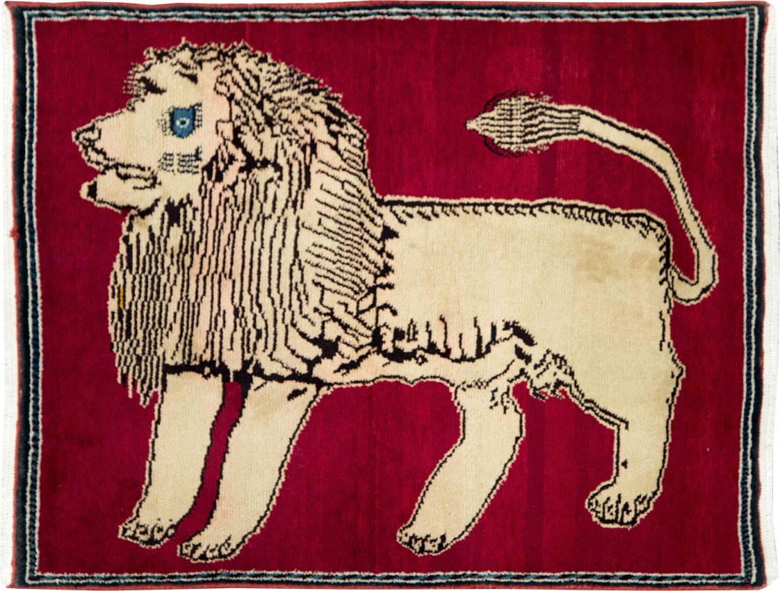 Vintage Persian Pictorial Gabbeh Throw Rug, No.29155 - Gss