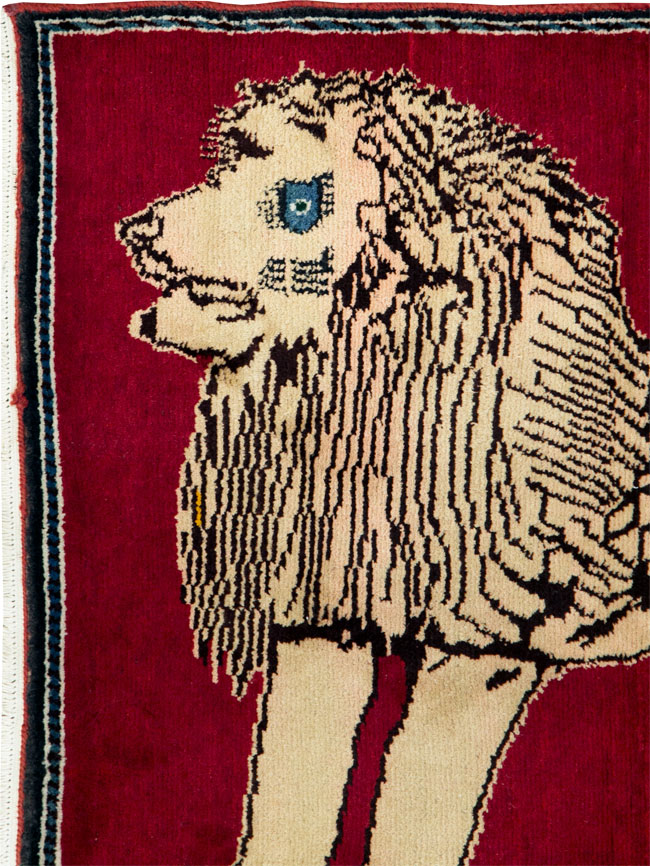 Vintage Persian Pictorial Gabbeh Throw Rug, No.29155 - Gss