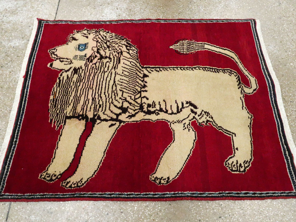 Vintage Persian Pictorial Gabbeh Throw Rug, No.29155 - Gss