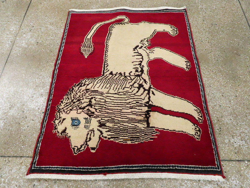Vintage Persian Pictorial Gabbeh Throw Rug, No.29155 - Gss
