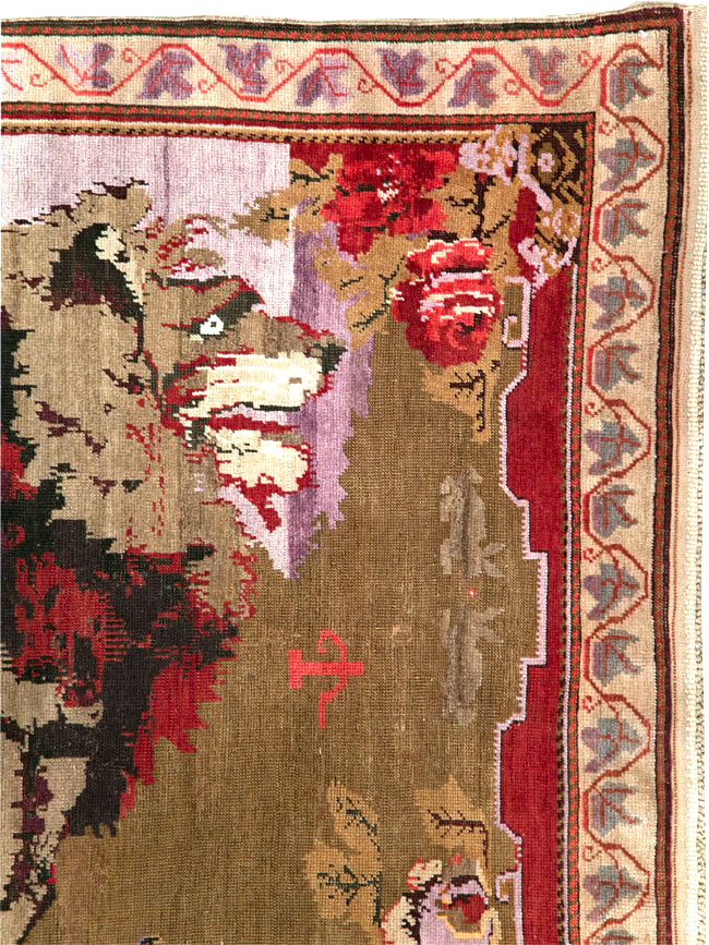 Vintage Pictorial Karabagh Rug, No.29157 - Gss