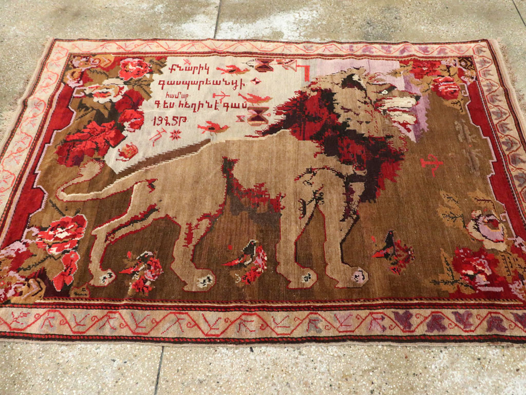 Vintage Pictorial Karabagh Rug, No.29157 - Gss