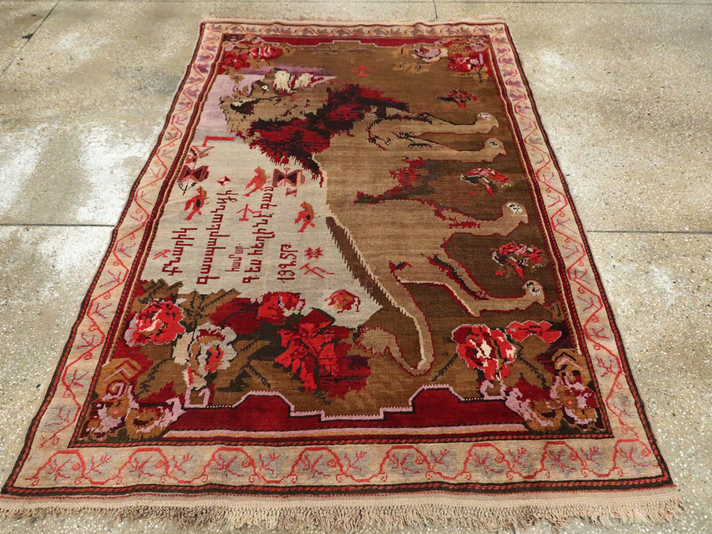 Vintage Pictorial Karabagh Rug, No.29157 - Gss