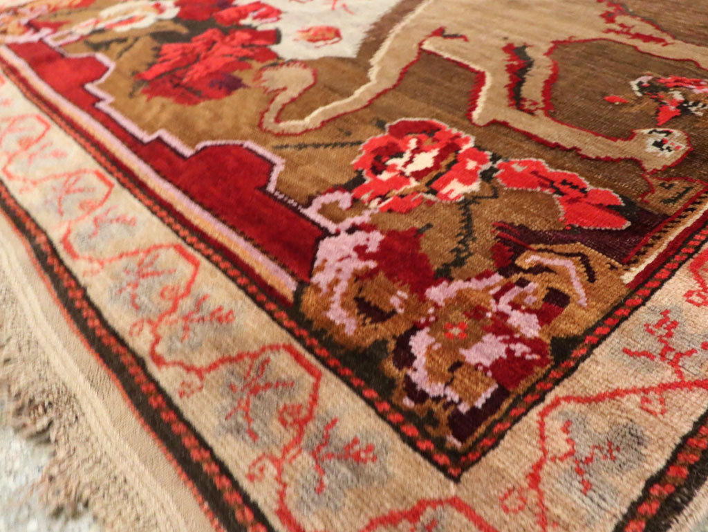 Vintage Pictorial Karabagh Rug, No.29157 - Gss