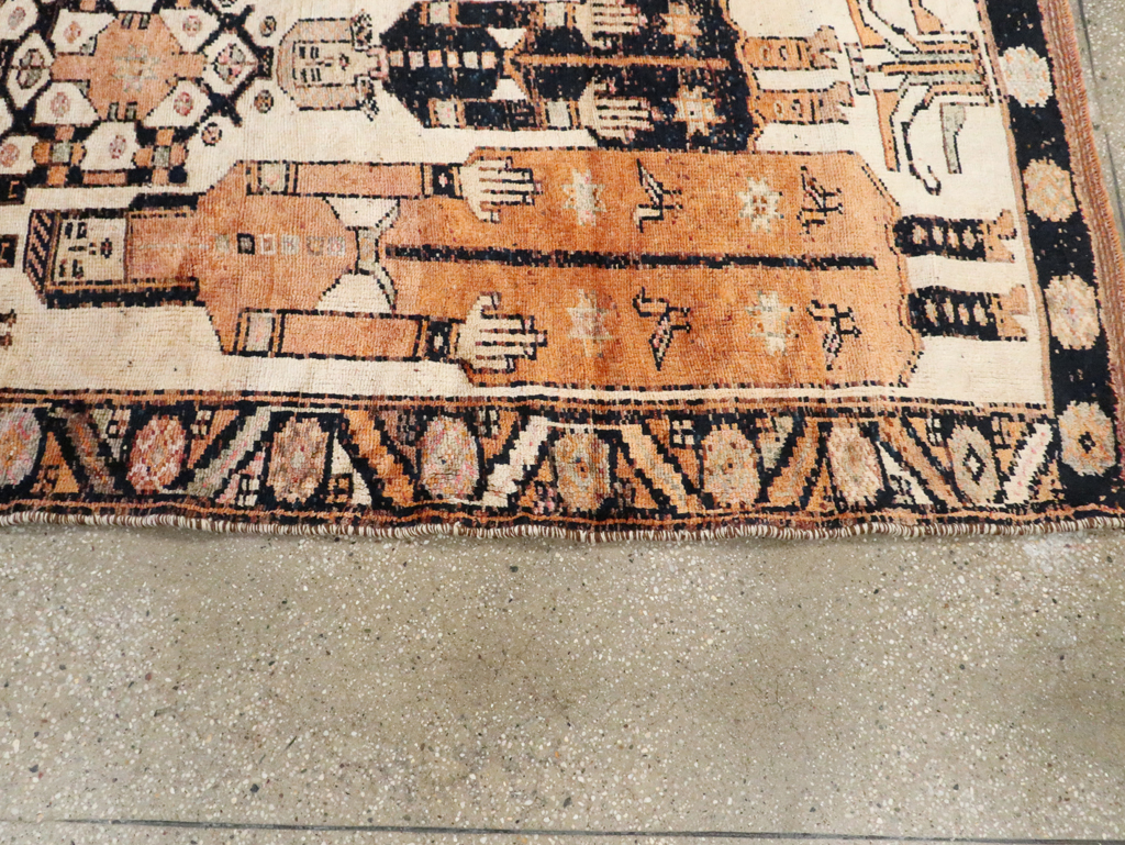 Vintage Persian Bakhtiari Pictorial Rug, No.29171 - Gss