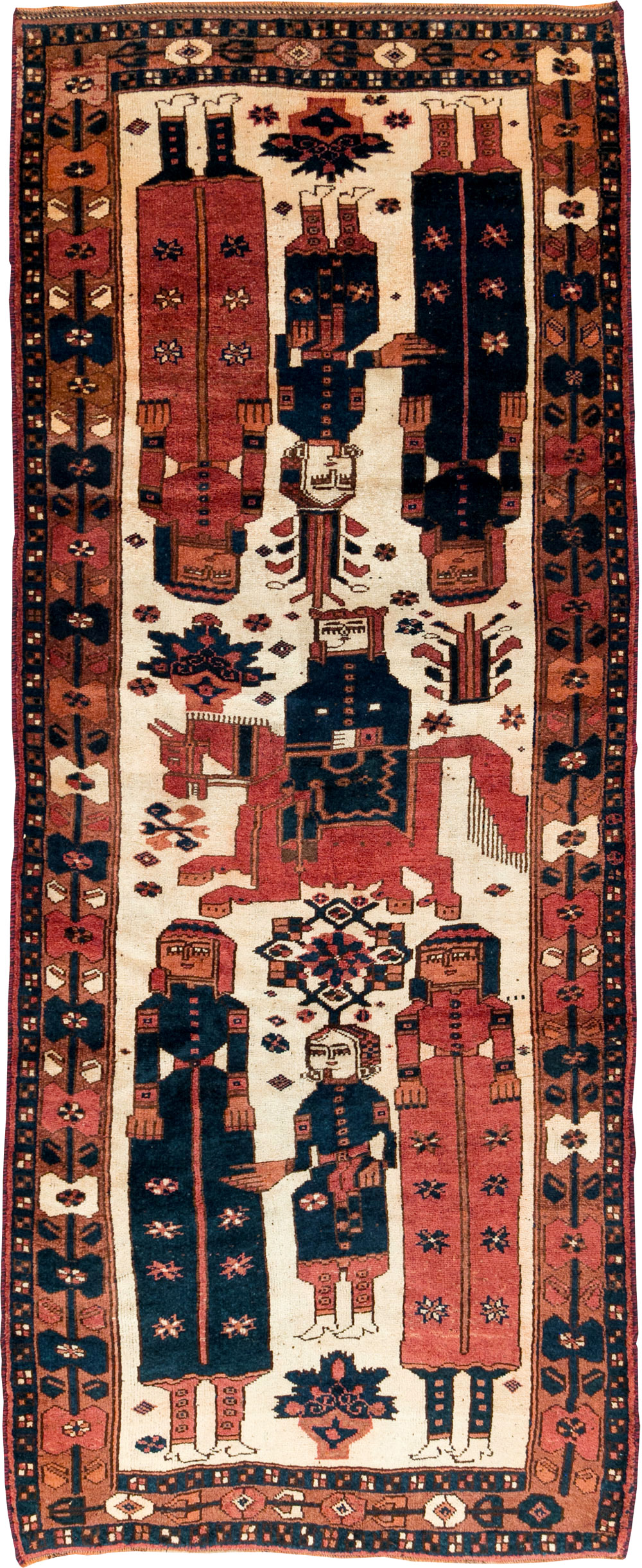 Vintage Persian Bakhtiari Pictorial Rug, No.29172 - Gss