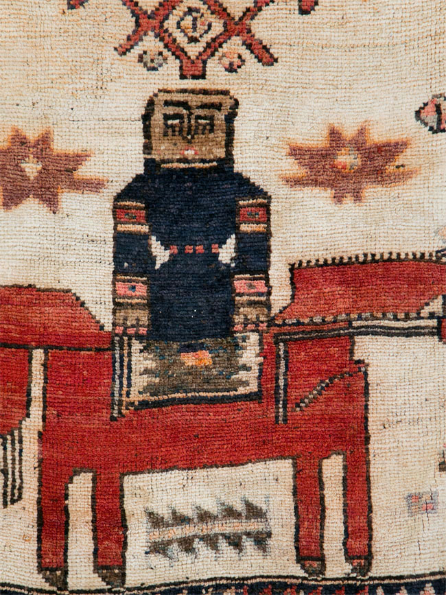 Vintage Persian Pictorial Bakhtiari Rug, No.29175 - Gss