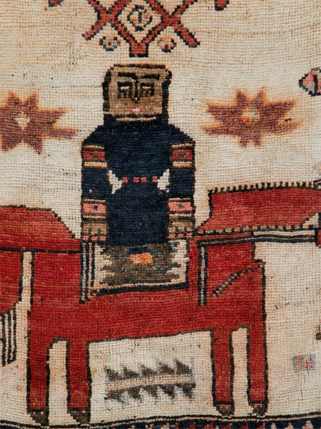 Vintage Persian Pictorial Bakhtiari Rug, No.29175 - Gss