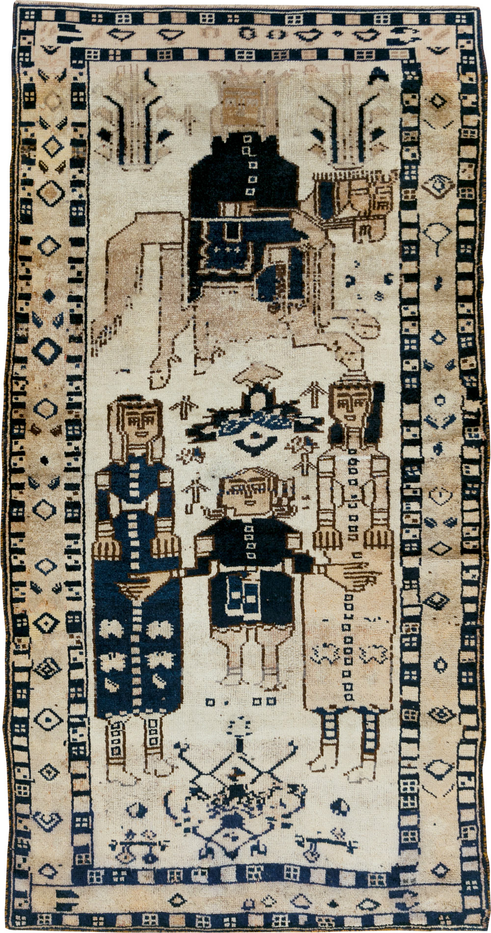 Vintage Persian Bakhtiari Pictorial Rug, No.29177 - Gss