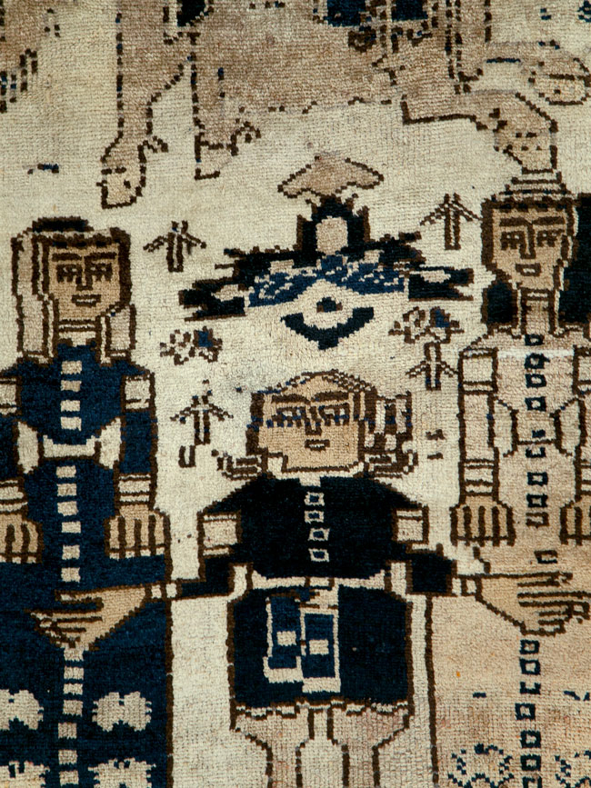 Vintage Persian Bakhtiari Pictorial Rug, No.29177 - Gss