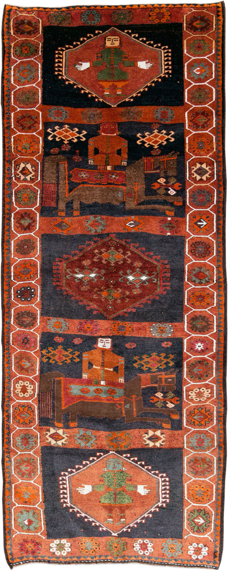 Vintage Persian Pictorial Bakhtiari Rug, No.29178 - Gss