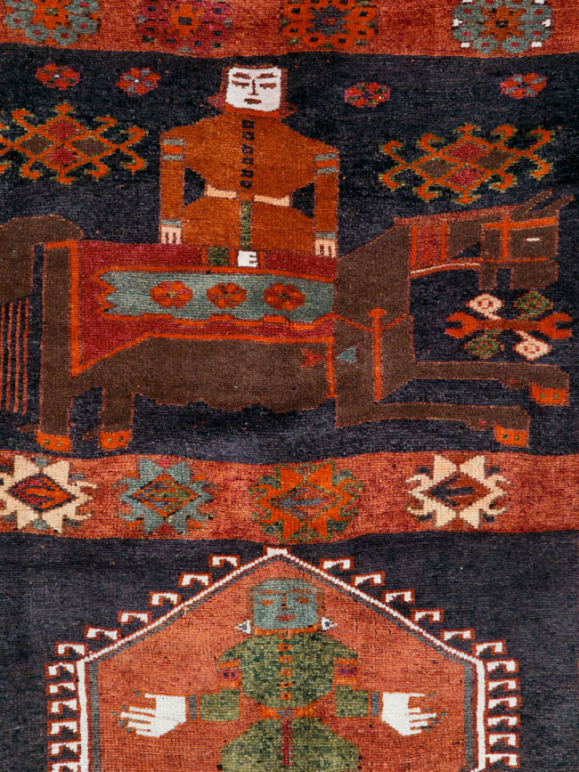 Vintage Persian Pictorial Bakhtiari Rug, No.29178 - Gss
