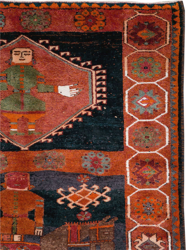 Vintage Persian Pictorial Bakhtiari Rug, No.29178 - Gss