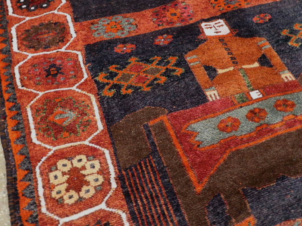 Vintage Persian Pictorial Bakhtiari Rug, No.29178 - Gss