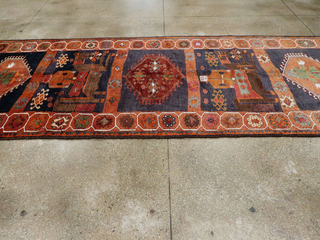 Vintage Persian Pictorial Bakhtiari Rug, No.29178 - Gss