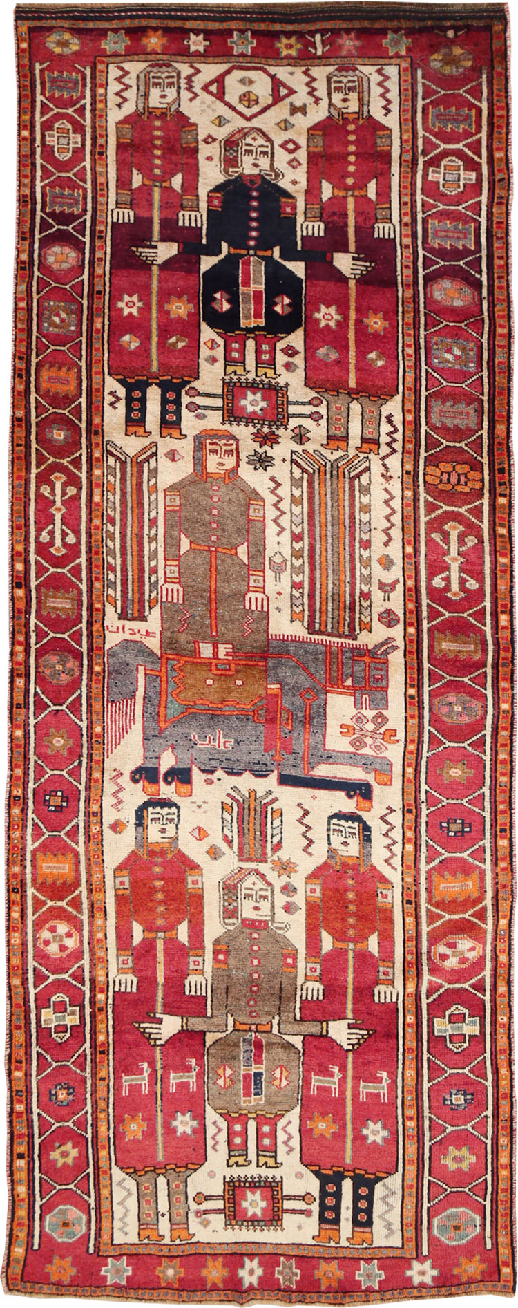 Vintage Persian Pictorial Bakhtiari Rug, No.29179 - Gss