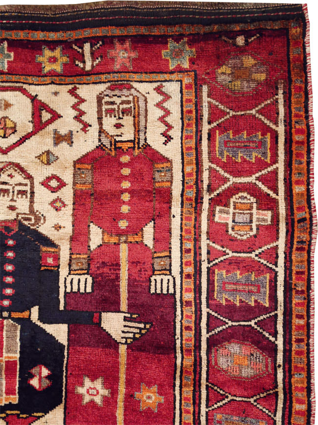 Vintage Persian Pictorial Bakhtiari Rug, No.29179 - Gss