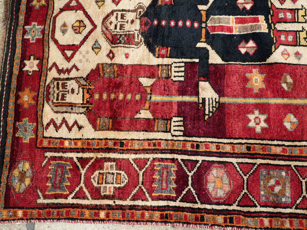 Vintage Persian Pictorial Bakhtiari Rug, No.29179 - Gss