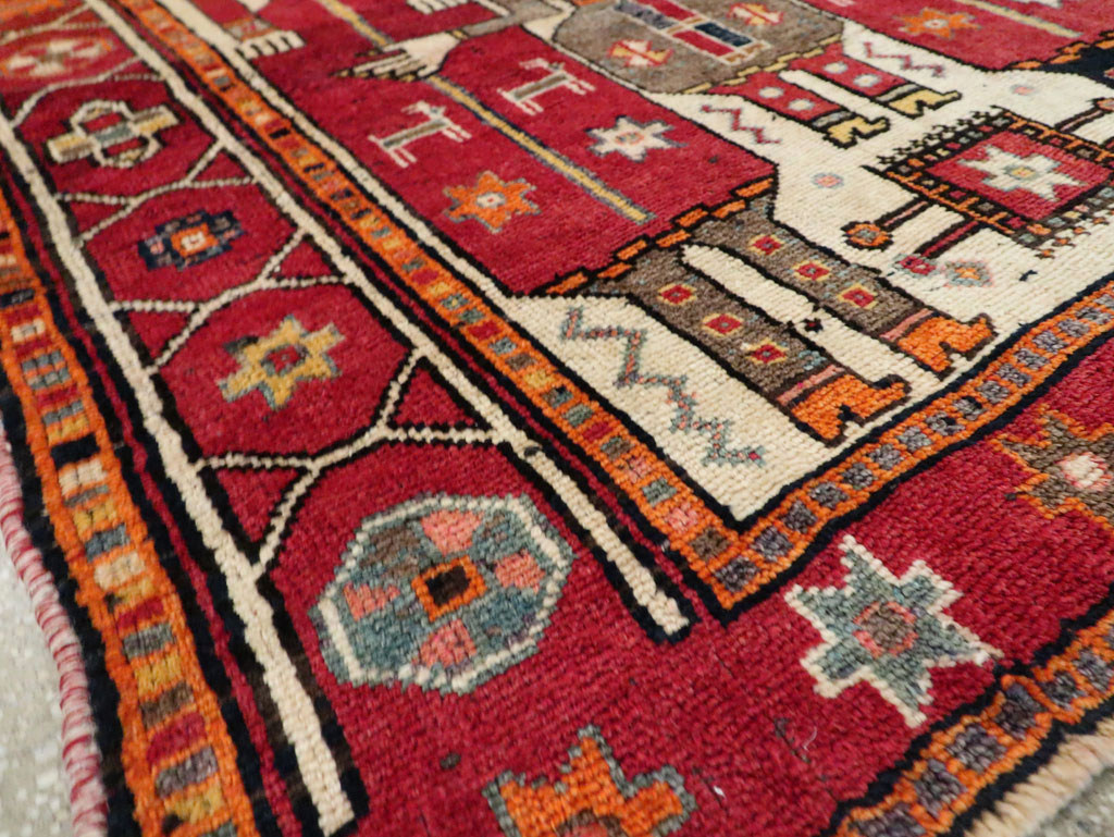 Vintage Persian Pictorial Bakhtiari Rug, No.29179 - Gss