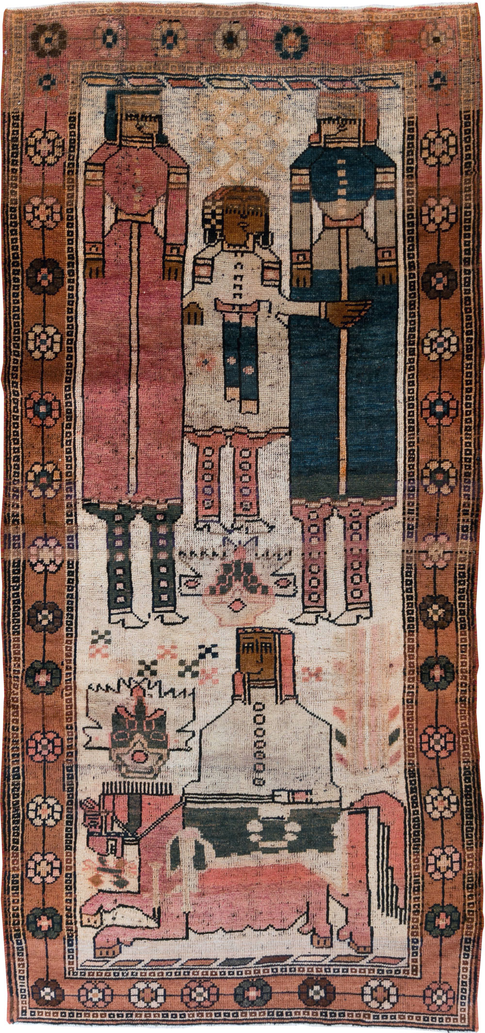 Vintage Persian Pictorial Bakhtiari Rug, No.29180 - Gss