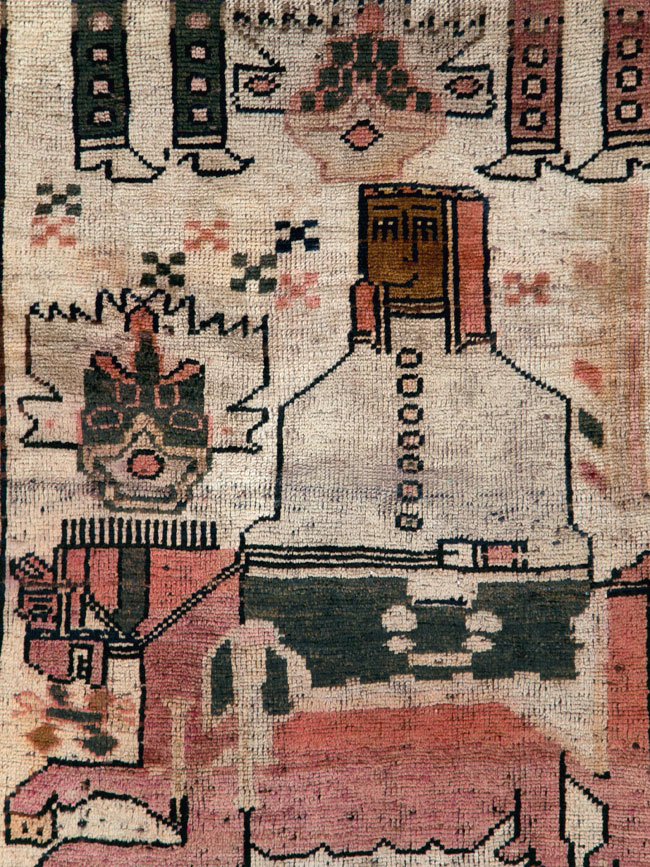 Vintage Persian Pictorial Bakhtiari Rug, No.29180 - Gss