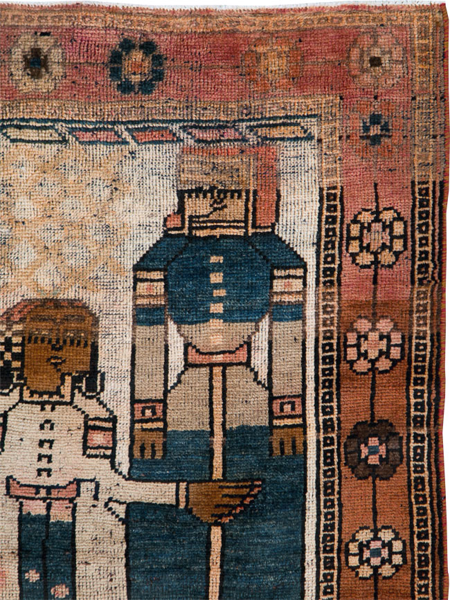 Vintage Persian Pictorial Bakhtiari Rug, No.29180 - Gss