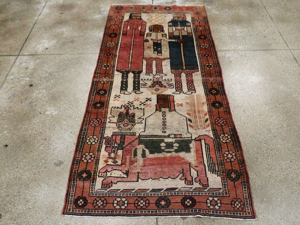 Vintage Persian Pictorial Bakhtiari Rug, No.29180 - Gss