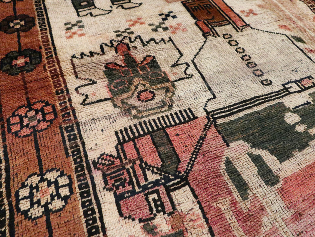 Vintage Persian Pictorial Bakhtiari Rug, No.29180 - Gss