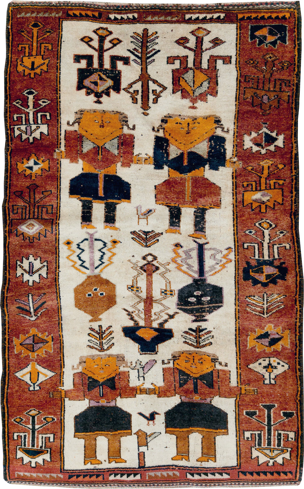 Vintage Persian Bakhtiari Pictorial Accent Rug, No.29181 - Gss
