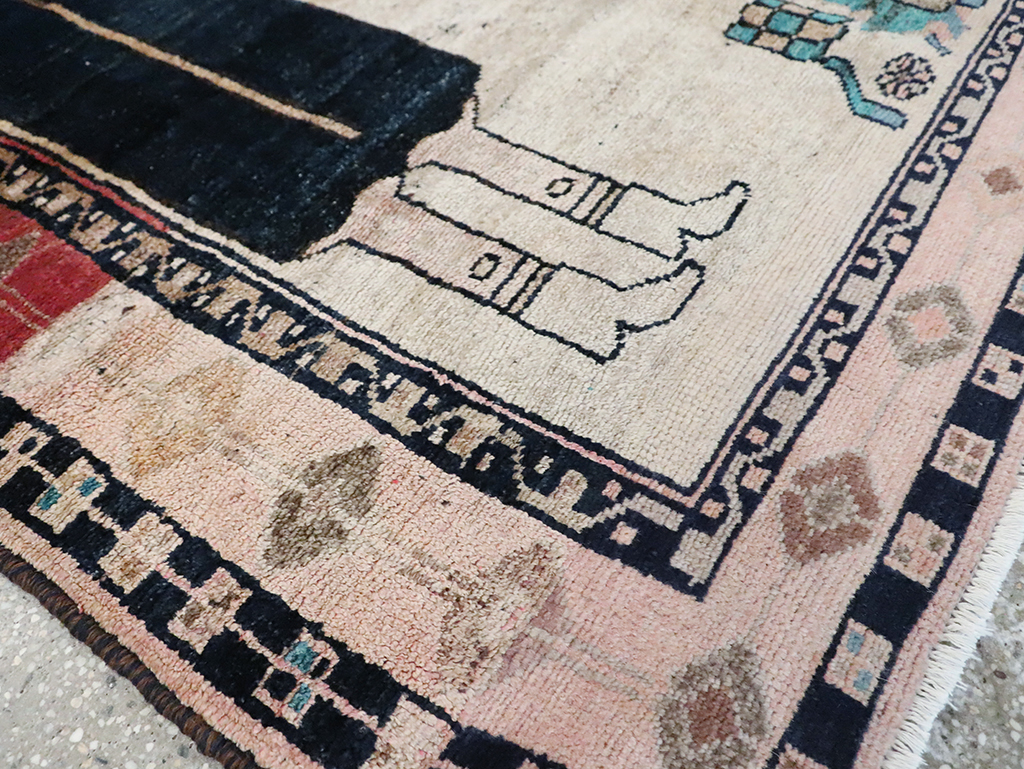 Tribal Persian Pictorial Bakhtiari Square Accent Rug, No.29182 - Gss