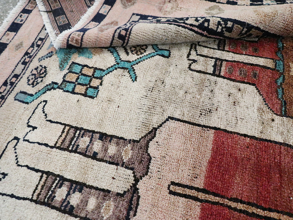 Tribal Persian Pictorial Bakhtiari Square Accent Rug, No.29182 - Gss