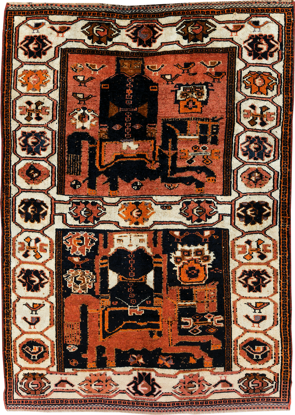 Tribal Persian Pictorial Bakhtiari Accent Rug, No.29183 - Gss