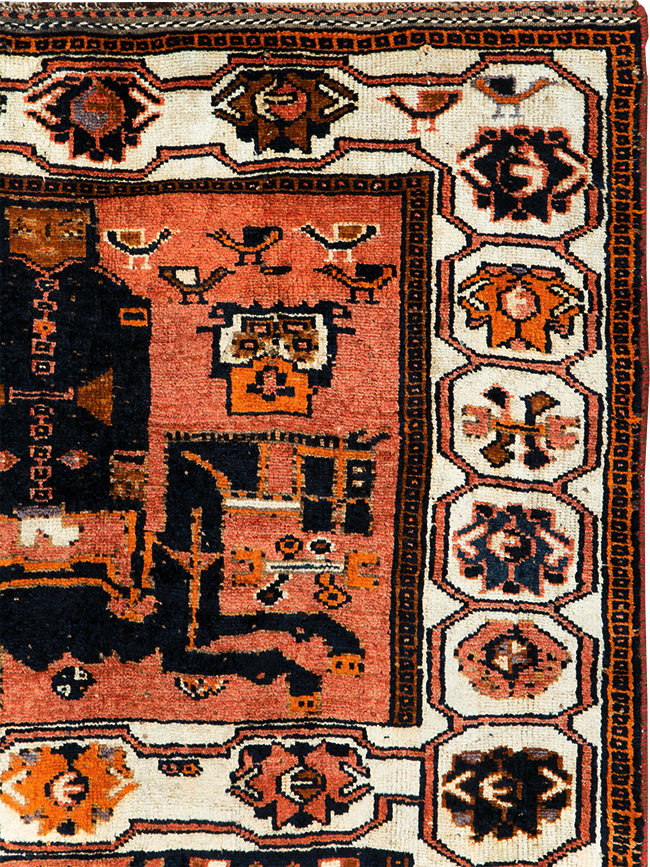 Tribal Persian Pictorial Bakhtiari Accent Rug, No.29183 - Gss
