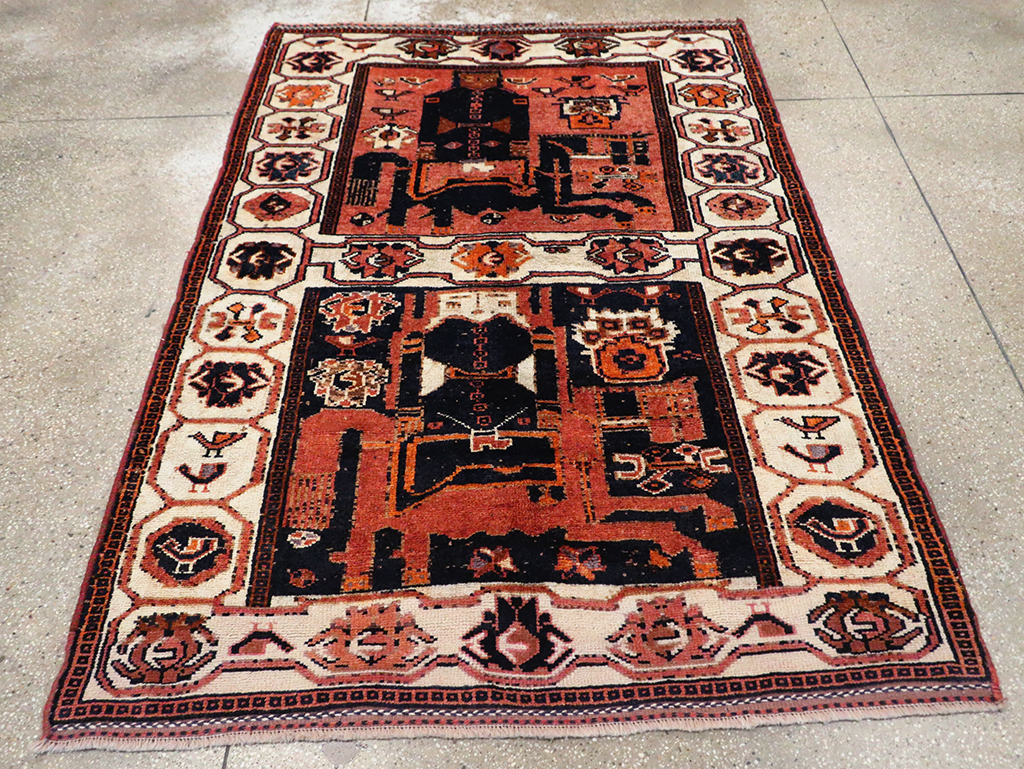 Tribal Persian Pictorial Bakhtiari Accent Rug, No.29183 - Gss
