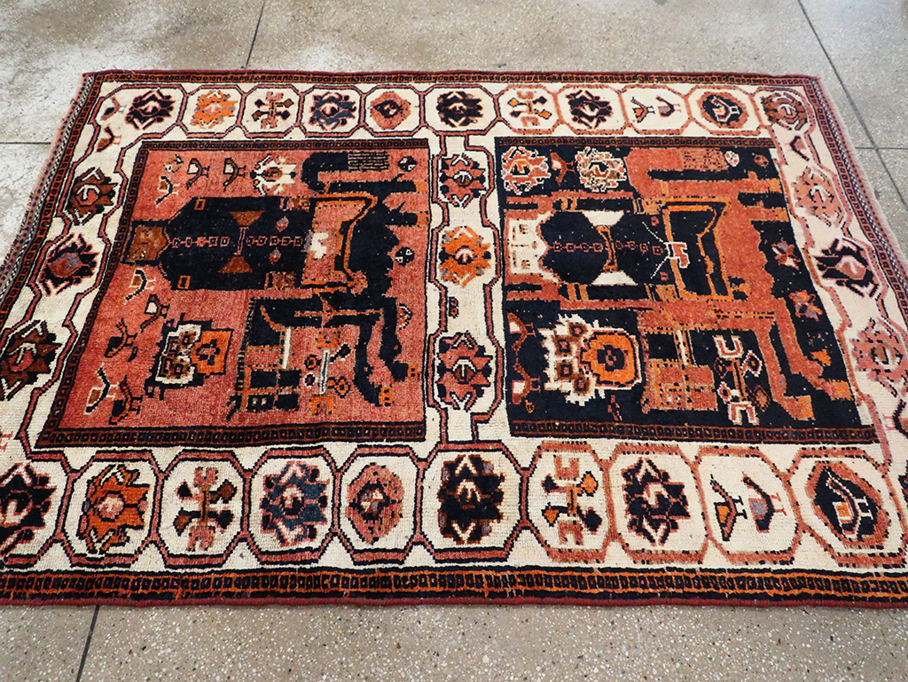 Tribal Persian Pictorial Bakhtiari Accent Rug, No.29183 - Gss