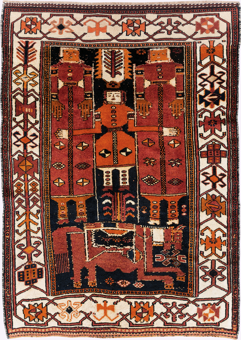 Tribal Persian Pictorial Bakhtiari Accent Rug, No.29184 - Gss