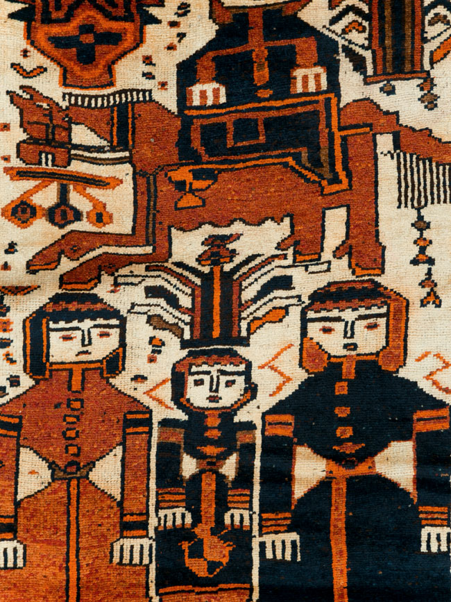 Vintage Persian Bakhtiari Pictorial Runner, No.29185 - Gss