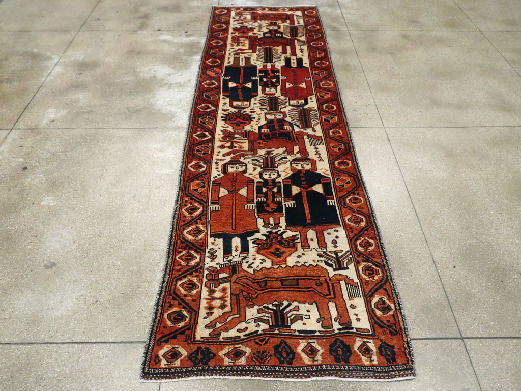 Vintage Persian Bakhtiari Pictorial Runner, No.29185 - Gss