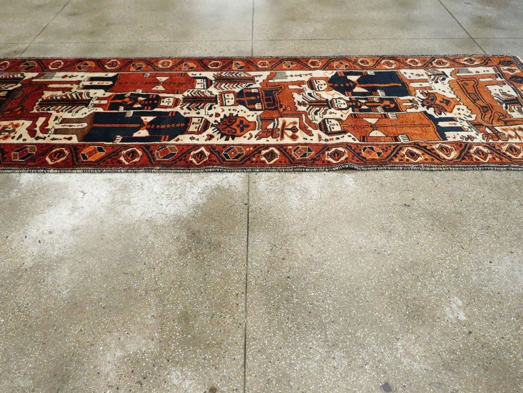 Vintage Persian Bakhtiari Pictorial Runner, No.29185 - Gss