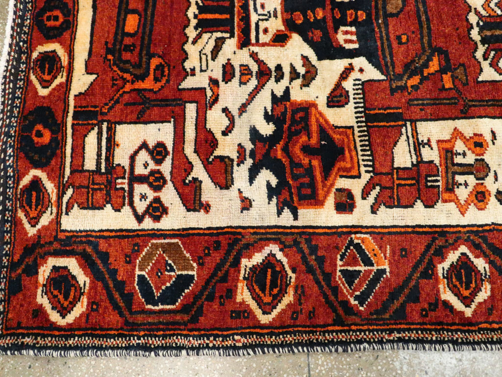 Vintage Persian Bakhtiari Pictorial Runner, No.29185 - Gss