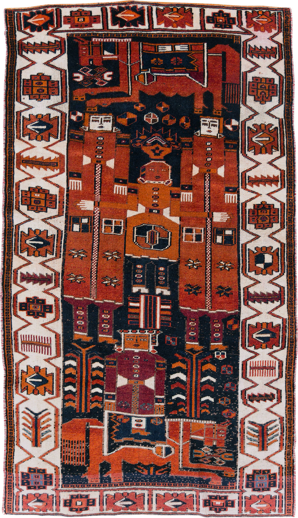 Vintage Persian Pictorial Bakhtiari Rug, No.29187 - Gss
