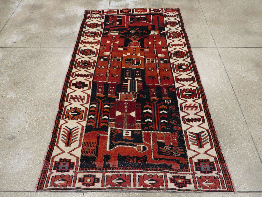 Vintage Persian Pictorial Bakhtiari Rug, No.29187 - Gss