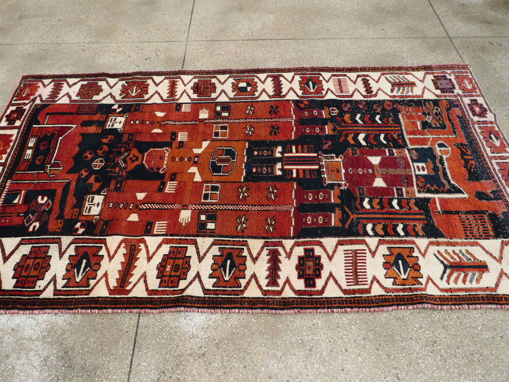 Vintage Persian Pictorial Bakhtiari Rug, No.29187 - Gss