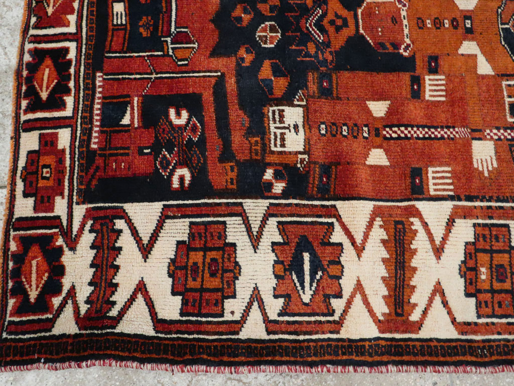 Vintage Persian Pictorial Bakhtiari Rug, No.29187 - Gss