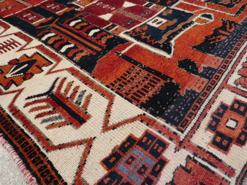 Vintage Persian Pictorial Bakhtiari Rug, No.29187 - Gss